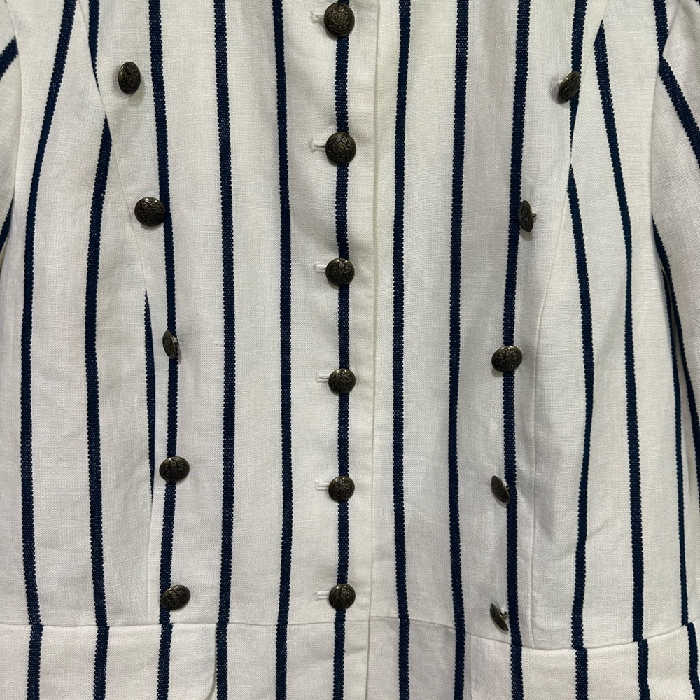 Ralph Lauren Cream Blazer with Navy Vertical Stripes. Size 12. New with tags - Picture 3 of 11